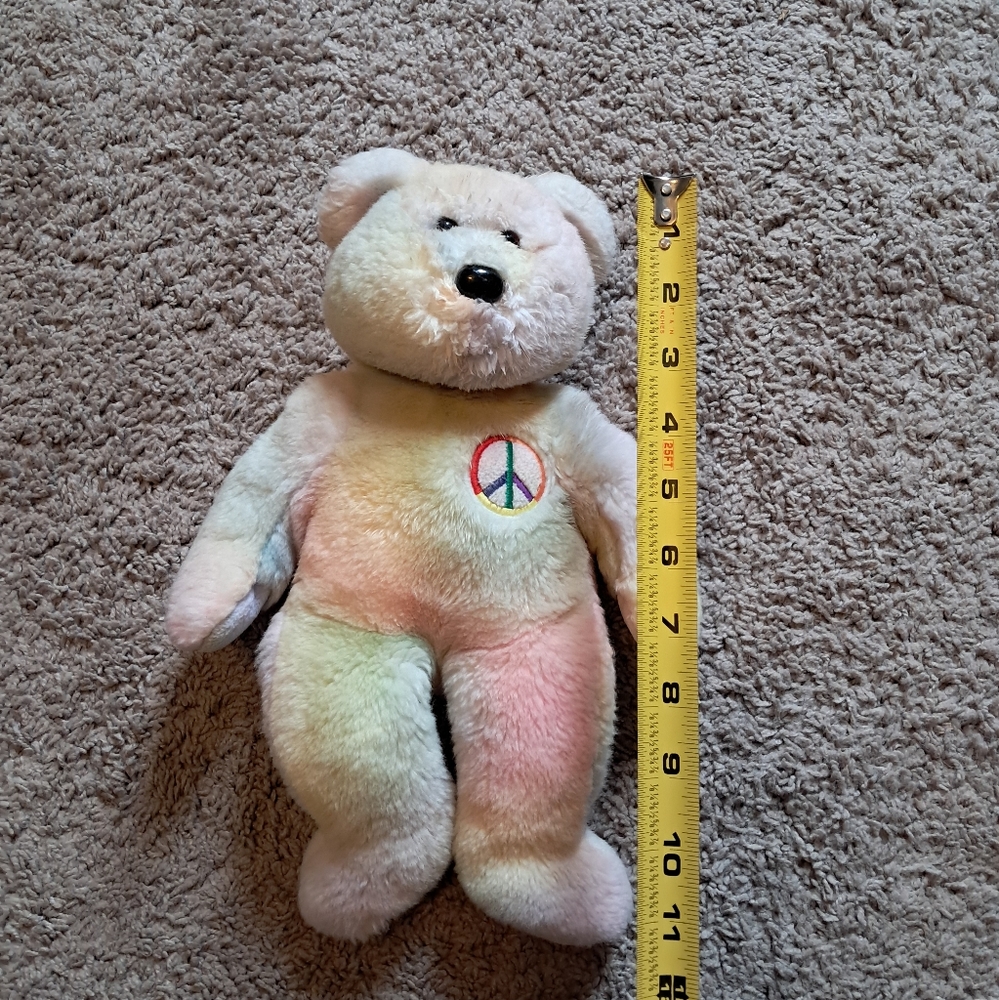 Ty Beanie Buddies Peace Bear Multicolor Ty-dye 1999 Vintage Used